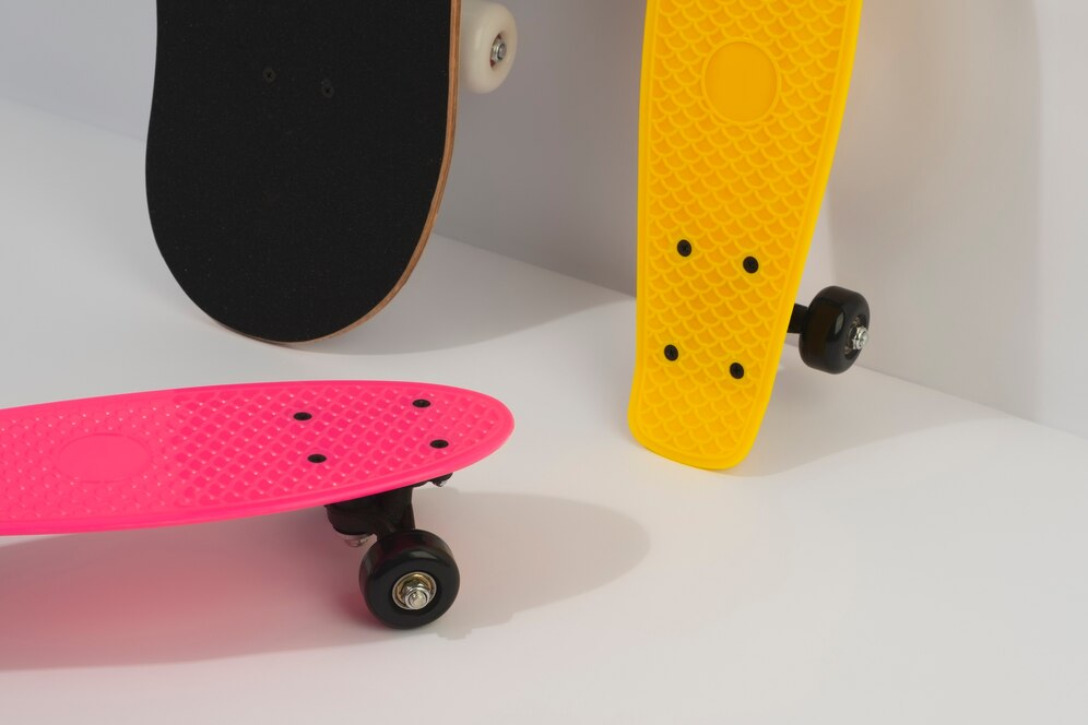 Various skateboards