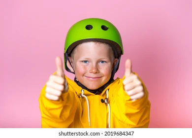 Kid wearing helmet